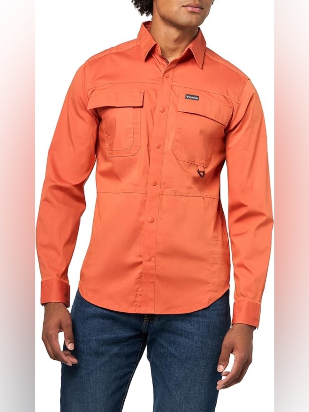 Columbia Landroamer Mens Twill Shirt‎ Orange Snap Utility Outdoor XL
